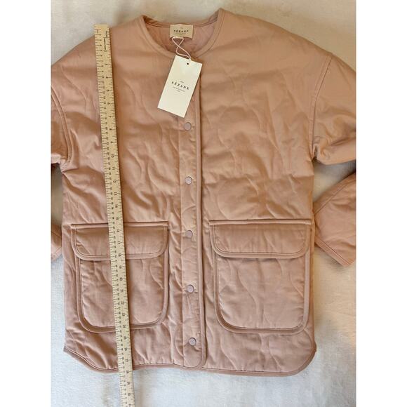Sezane Farel Jacket Powdery Pink Quilted Jacket NWT 36 8 Barn Coat - Picture 6 of 10